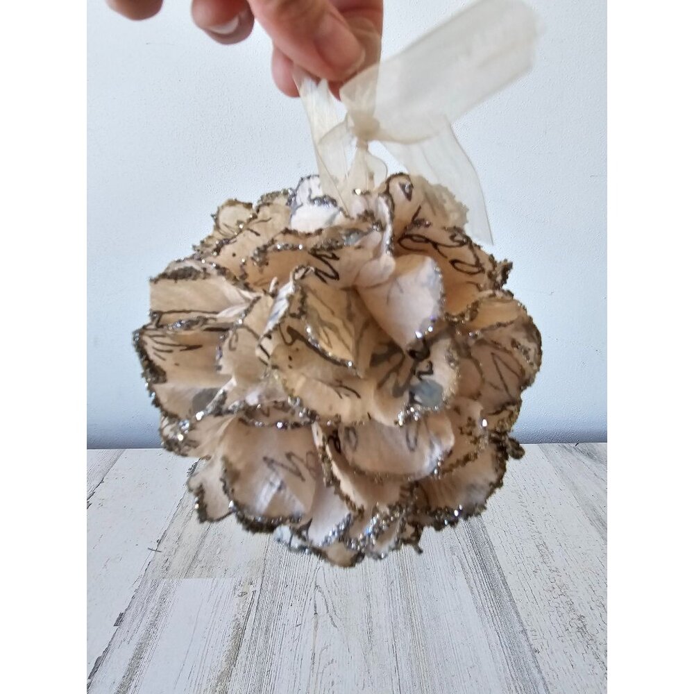 Shabby chic‎ pom pom glitter ornament decor flower Xmas tree spring decor